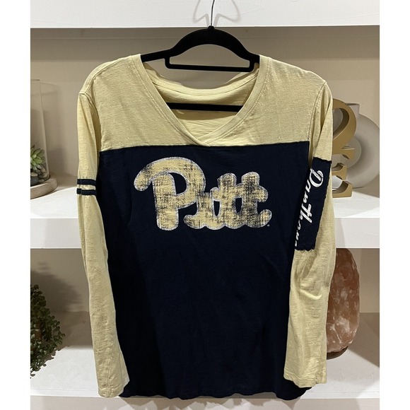Heritage Collection Long Sleeve Shirt Womens Large Navy Pitt Panthers NCAA - Picture 2 of 3
